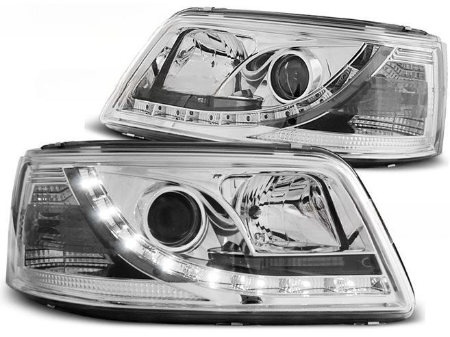 FARI ANTERIORI DAYLIGHT CHROME ADATTI COMPATIBILI PER VW T5 04.03-08.09