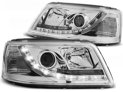 FARI ANTERIORI DAYLIGHT CHROME ADATTI COMPATIBILI PER VW T5 04.03-08.09