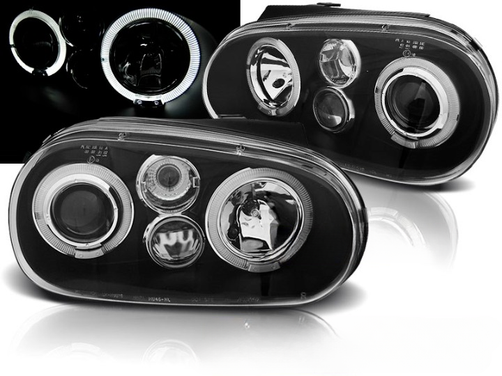 💫ART.6112 FARI ANTERIORI OCCHI D'ANGELO NERI per VW GOLF 4 97-03💫