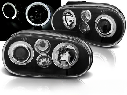 💫ART.6112 FARI ANTERIORI OCCHI D'ANGELO NERI per VW GOLF 4 97-03💫