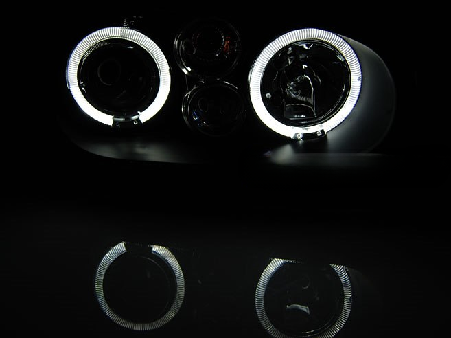 💫ART.6112 FARI ANTERIORI OCCHI D'ANGELO NERI per VW GOLF 4 97-03💫
