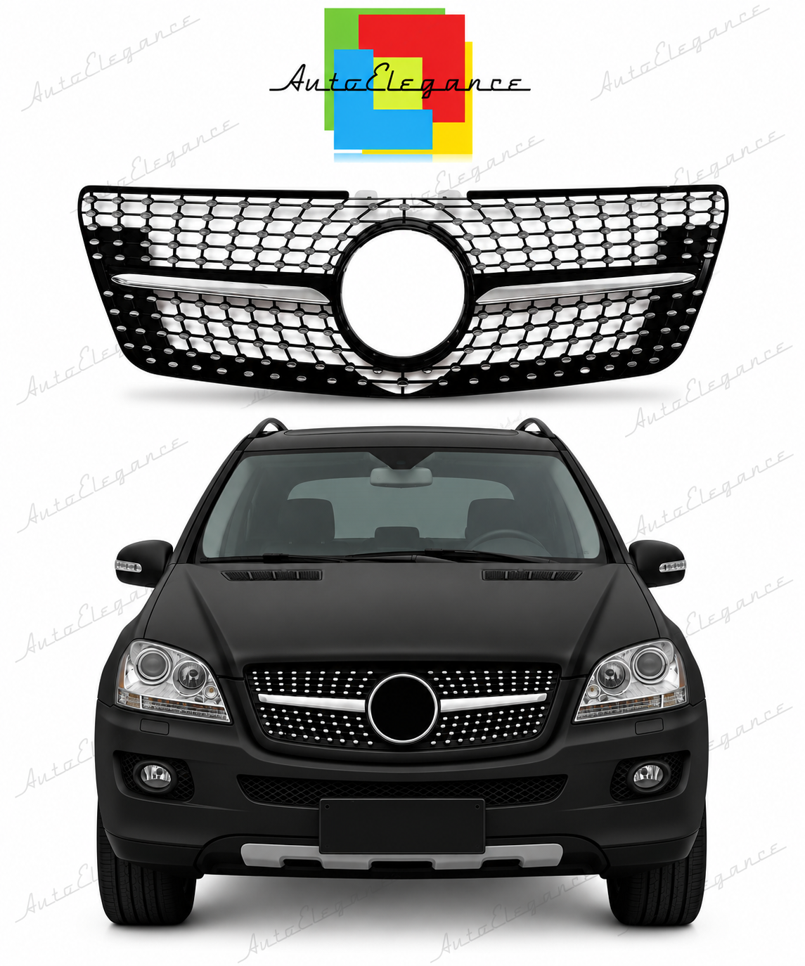 👉Griglia diamante per Mercedes Classe ML (W164) Facelift 09-11 Nera👈