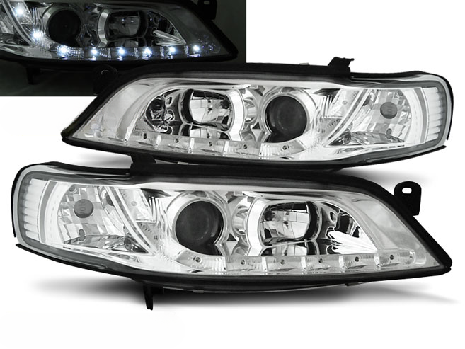 HEADLIGHTS FOR OPEL VECTRA B 01.99-03.02 CHROME DAYTIME 