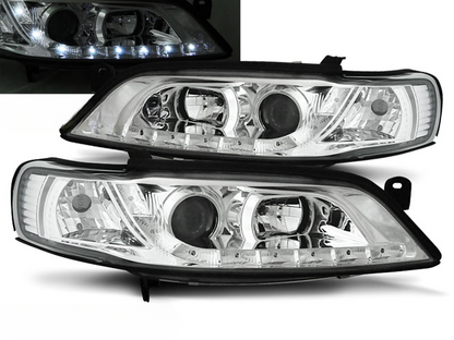 HEADLIGHTS FOR OPEL VECTRA B 01.99-03.02 CHROME DAYTIME 