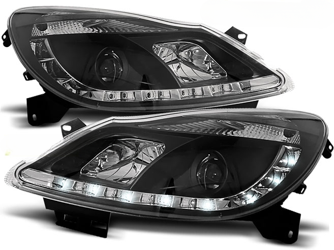 HEADLIGHTS SUITABLE COMPATIBLE FOR OPEL CORSA D 04.06-11 BLACK DAYTIME LIGHT 