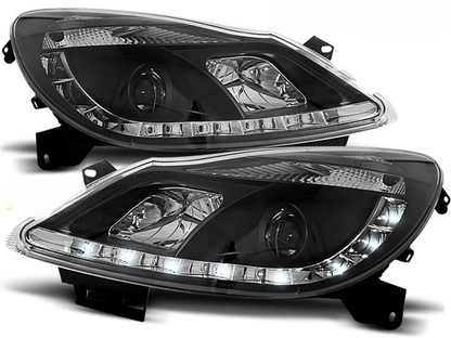 HEADLIGHTS SUITABLE COMPATIBLE FOR OPEL CORSA D 04.06-11 BLACK DAYTIME LIGHT 