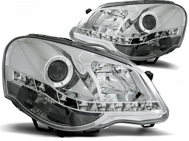 FARI ANTERIORI DAYLIGHT CHROME per VW POLO 9N3 04.05-09