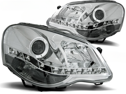 FARI ANTERIORI DAYLIGHT CHROME per VW POLO 9N3 04.05-09