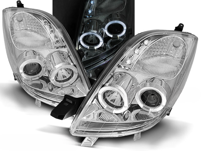 HEADLIGHTS SUITABLE FOR TOYOTA YARIS 06-09 ANGEL EYES CHROME 