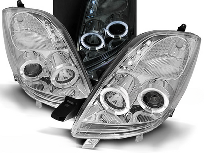 HEADLIGHTS SUITABLE FOR TOYOTA YARIS 06-09 ANGEL EYES CHROME 