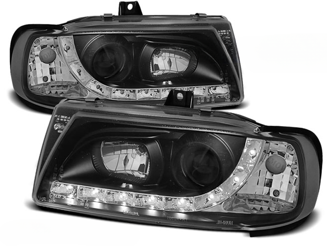 BLACK DAYLIGHT HEADLIGHTS for SEAT IBIZA/CORDOBA/POLO VARIANT, SALOON 10.93-08.99 