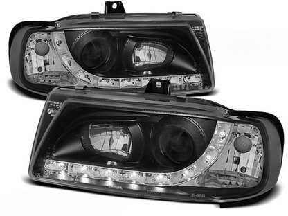 BLACK DAYLIGHT HEADLIGHTS for SEAT IBIZA/CORDOBA/POLO VARIANT, SALOON 10.93-08.99 