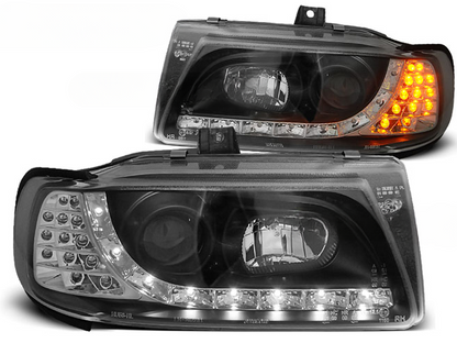 FARI ANTERIORI DAYLIGHT NERO per SEAT IBIZA/CORDOBA/POLO VARIANT, BERLINA 10.93-08.99