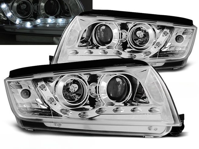 FARI ANTERIORI DAYLIGHT CHROME per SKODA FABIA 12.99-08