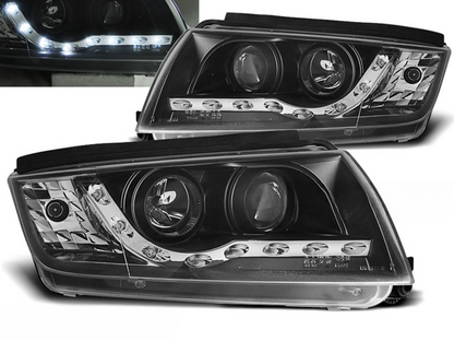 FARI ANTERIORI DAYLIGHT NERO per SKODA FABIA 12.99-08