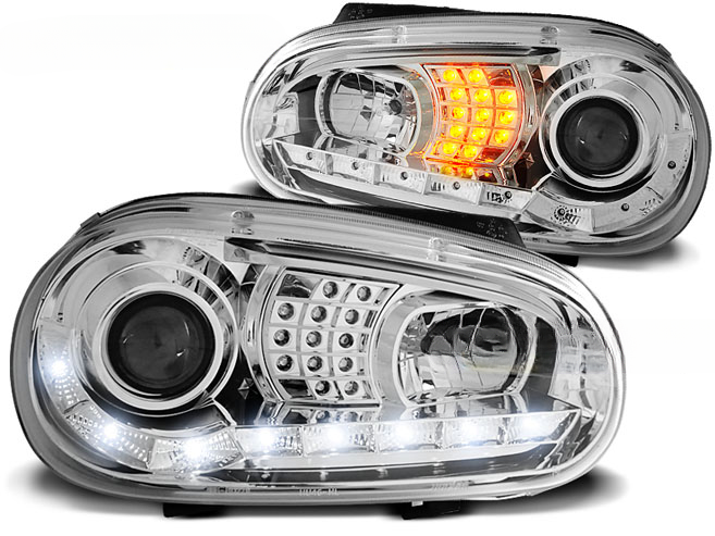 FARI ANTERIORI DAYLIGHT CHROME adatti compatibili per VW GOLF 4 09.97-09.03