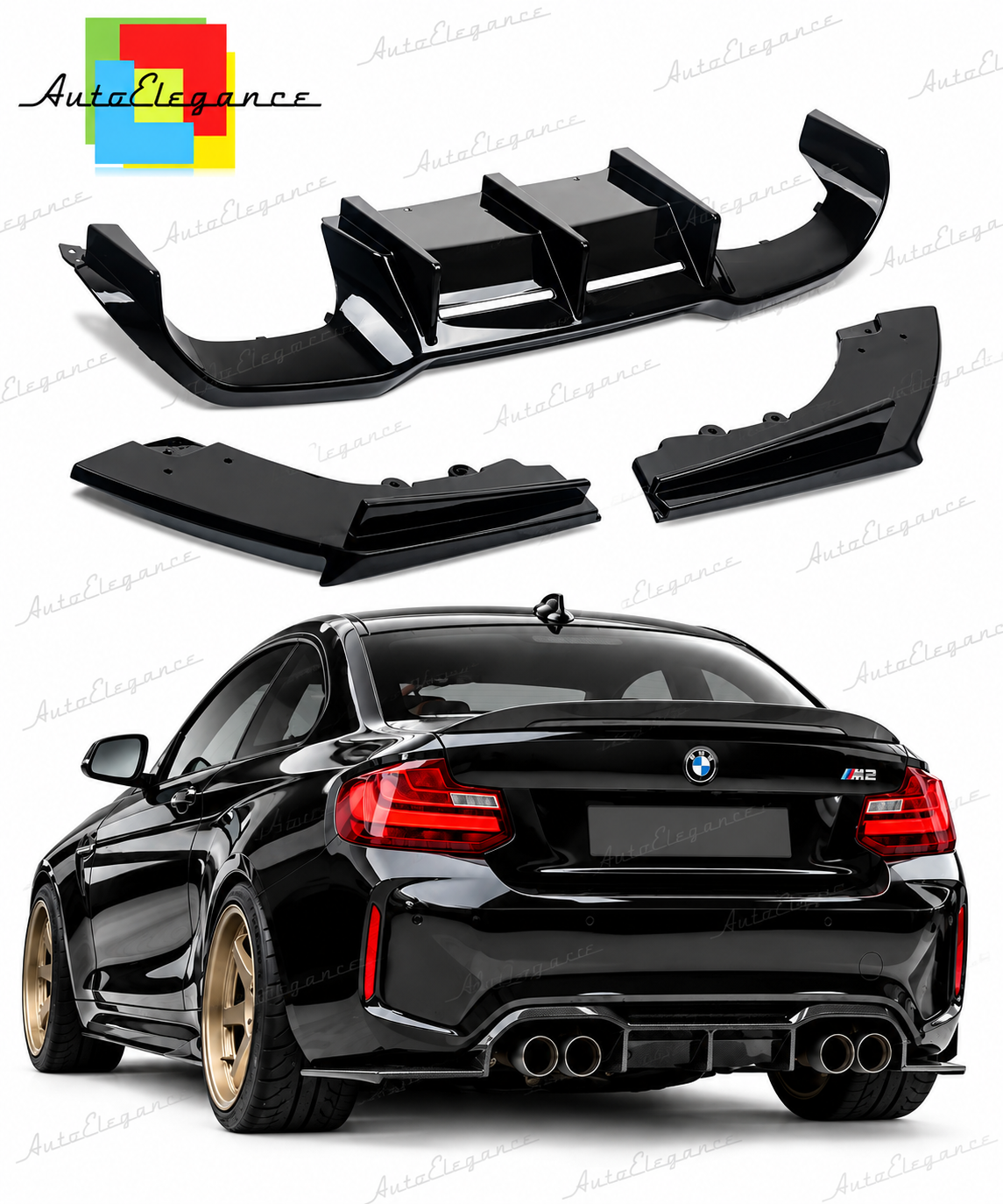 👉Diffusore paraurti M Performance adatto per BMW M2 (F87) 15-21 Nero lucido👈
