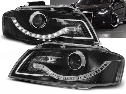 FARI ANTERIORI DAYLIGHT NERO adatti compatibili per AUDI A3 8P 05.03-03.08