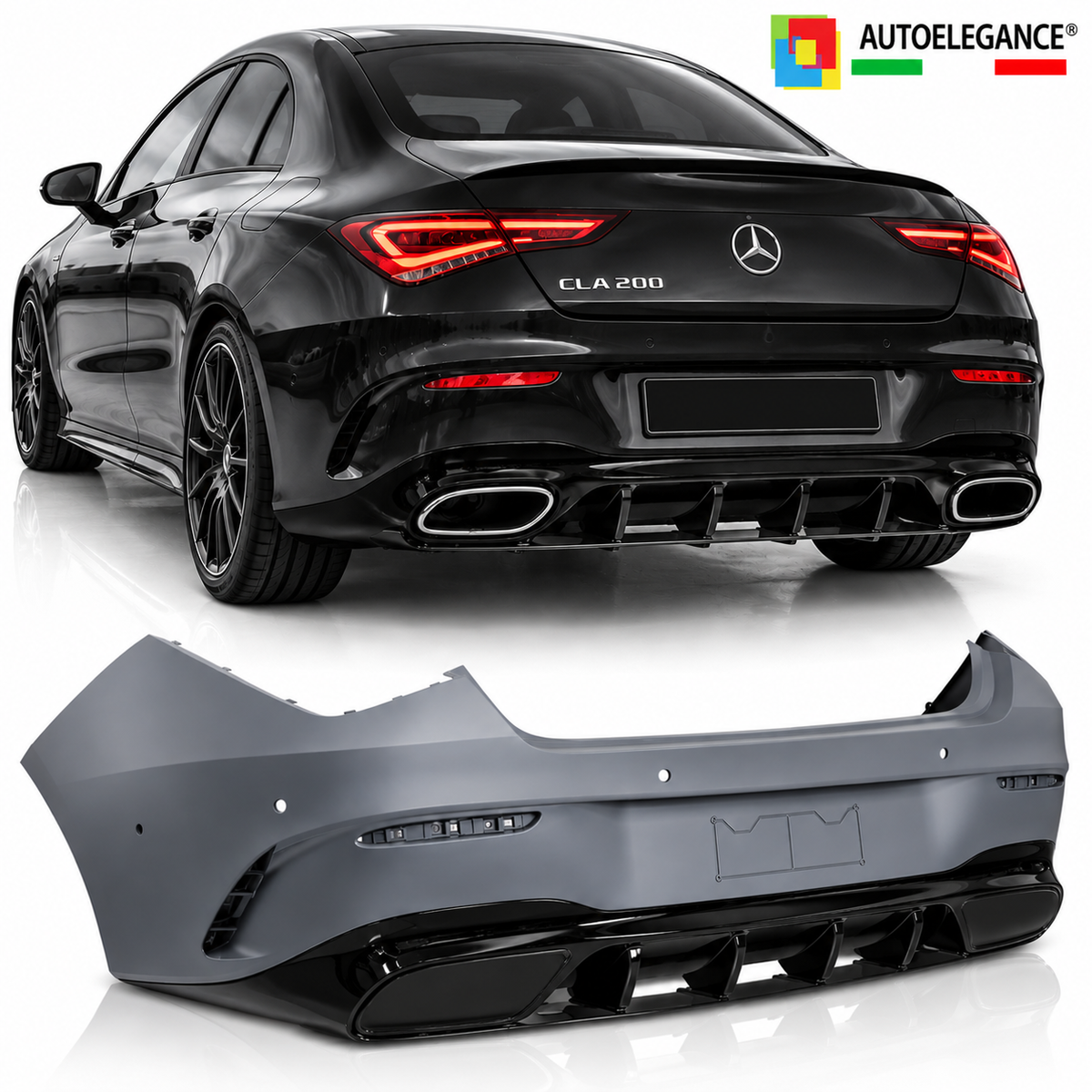Paraurti posteriore Sport nero ADATTO PER Mercedes CLA W118 (2019-2023) LOOK AMG