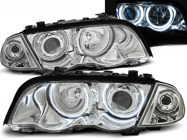 FARI ANGEL EYES CCFL CROMATI ADATTI COMPATIBILI PER BMW E46 05.98-08.01 S/T