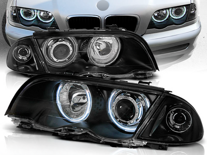 FARI ANTERIORI ANGEL EYES CCFL NERO ADATTI per BMW E46 05.98-08.01 S/T