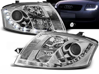 FARI ANTERIORI DAYLIGHT CHROME ADATTI COMPATIBILI per AUDI TT 99-06