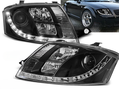 FARI ANTERIORI DAYLIGHT NERO ADATTI COMPATIBILI PER AUDI TT 99-05