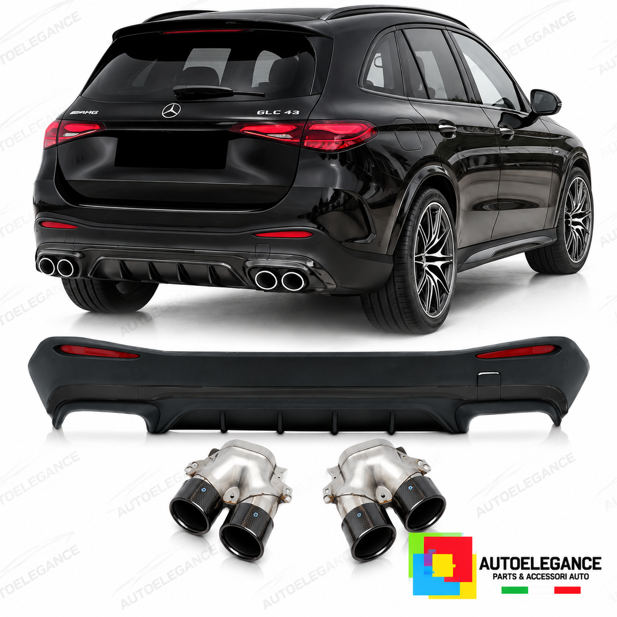 DIFFUSORE ADATTO PER MERCEDES GLC X254 23- LOOK AMG GLC43 NERO