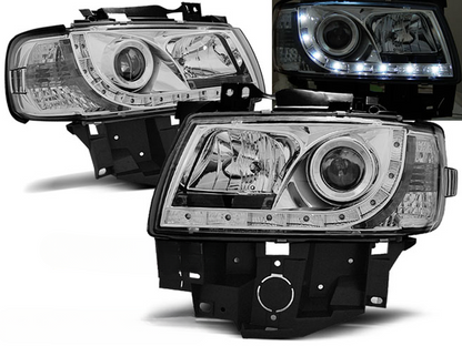 FARI ANTERIORI DAYLIGHT CHROME ADATTI COMPATIBILI per VW T4 08.96-03.03 BUS