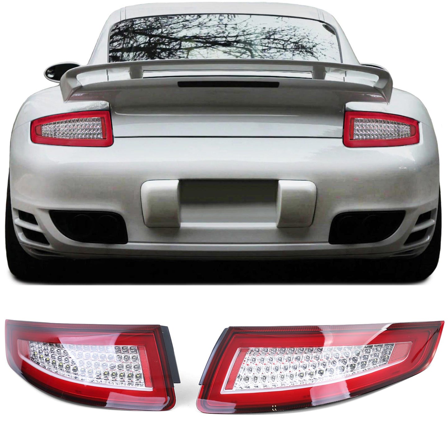 💫ART.4221 Fari Posteriori LED (rosse trasparenti) per Porsche 911 997  04-08💫