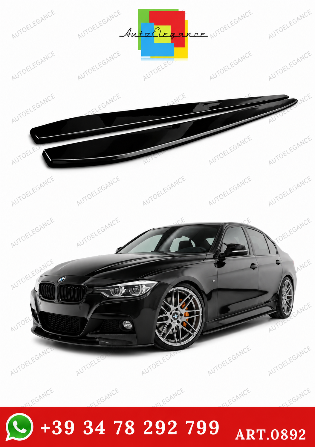 0892 BMW SERIE 3 F30 F31 SPLITTER SOTTO MINIGONNE LATERALI SOTTOPORTA  ABS