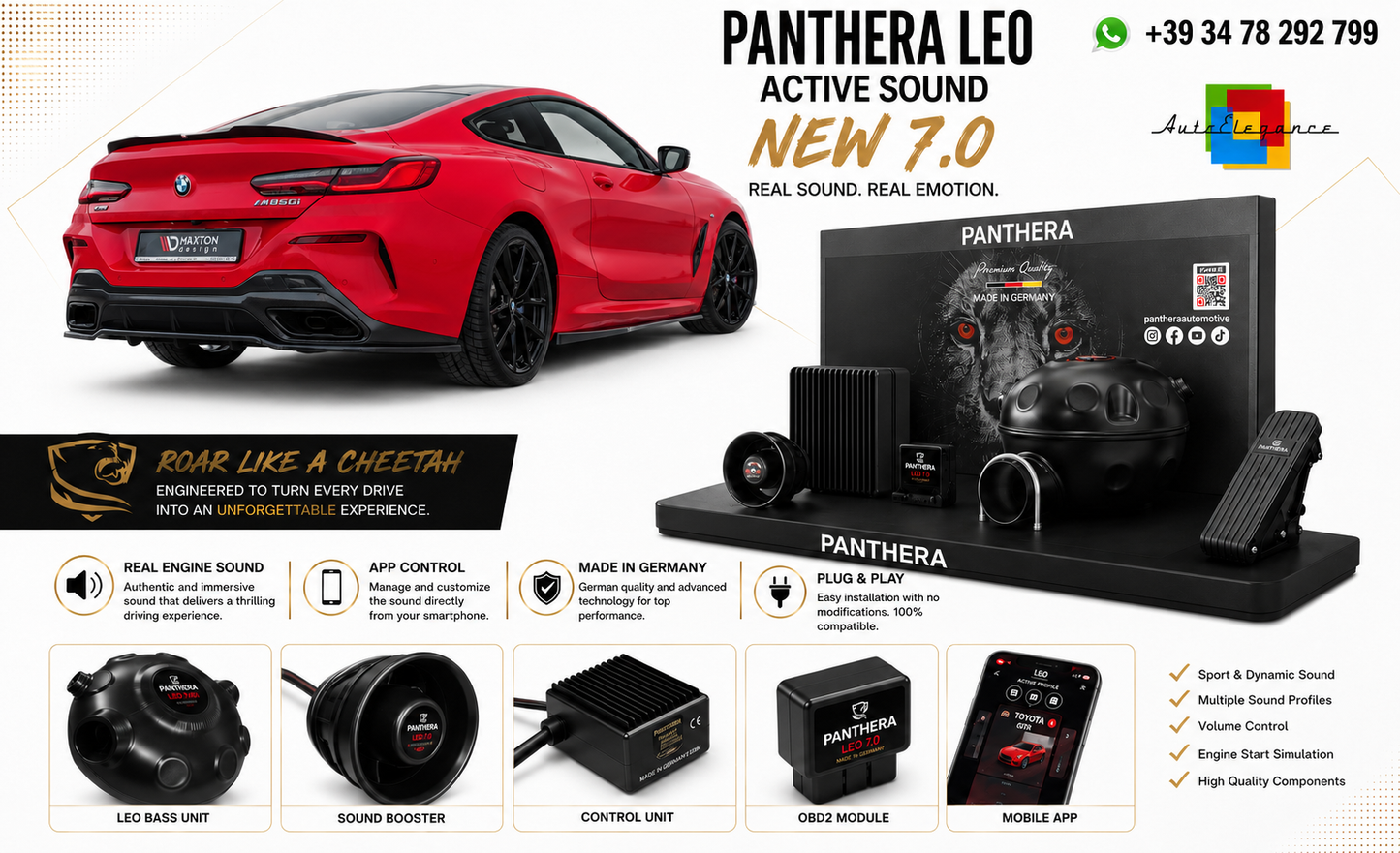 💫ART.2672 PANTHERA Soundsystem Booster 7.0 - BMW 8 Coupe M-Pack G15 2018-2025💫