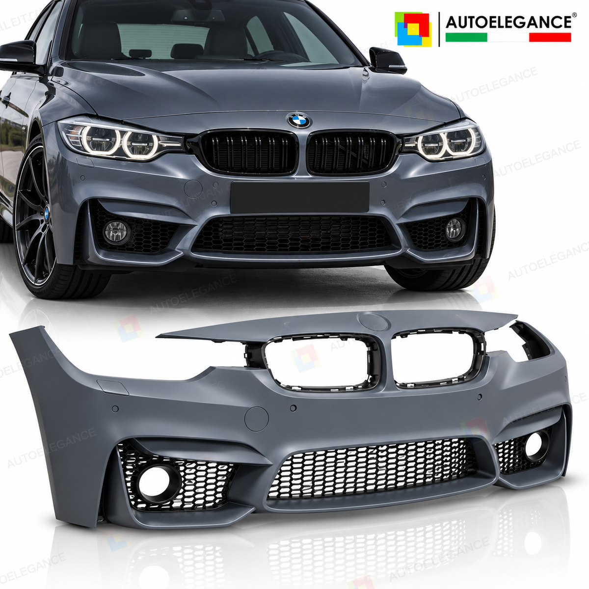 PARAURTI ANTERIORE STILE SPORT PDC compatibile con BMW F30 / F31 11-18 LOOK M