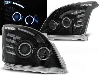 BLACK ANGEL EYES HEADLIGHTS SUITABLE FOR TOYOTA LAND CRUISER 120 03-09 