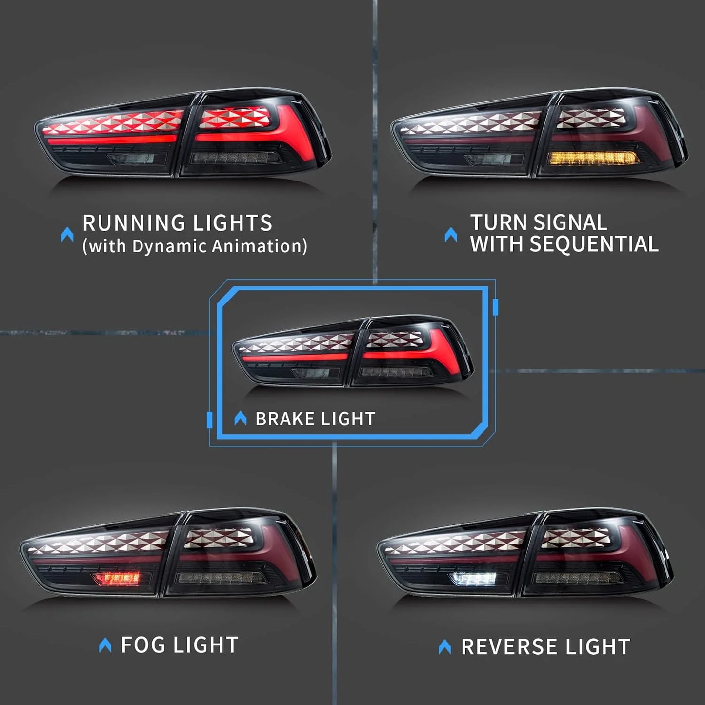 Luci posteriori a LED per Mitsubishi Lancer EVO X 2008-2018 [Non adatte a Sportback/ fortis/ io]