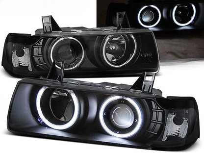 FARI ANTERIORI ANGEL EYES CCFL NERO ADATTI PER BMW E36 12.90-08.99C/C