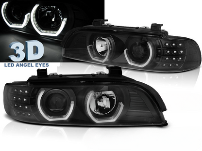 FARI ANTERIORI ANGEL EYES 3D NERO adatti per BMW E39 09.95-06.03