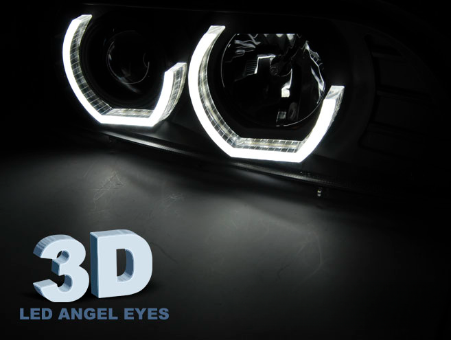 FARI ANTERIORI ANGEL EYES 3D NERO adatti per BMW E39 09.95-06.03