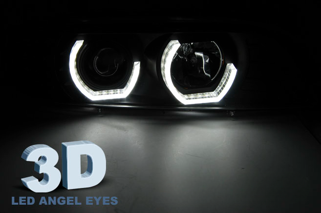 FARI ANTERIORI ANGEL EYES 3D NERO adatti per BMW E39 09.95-06.03