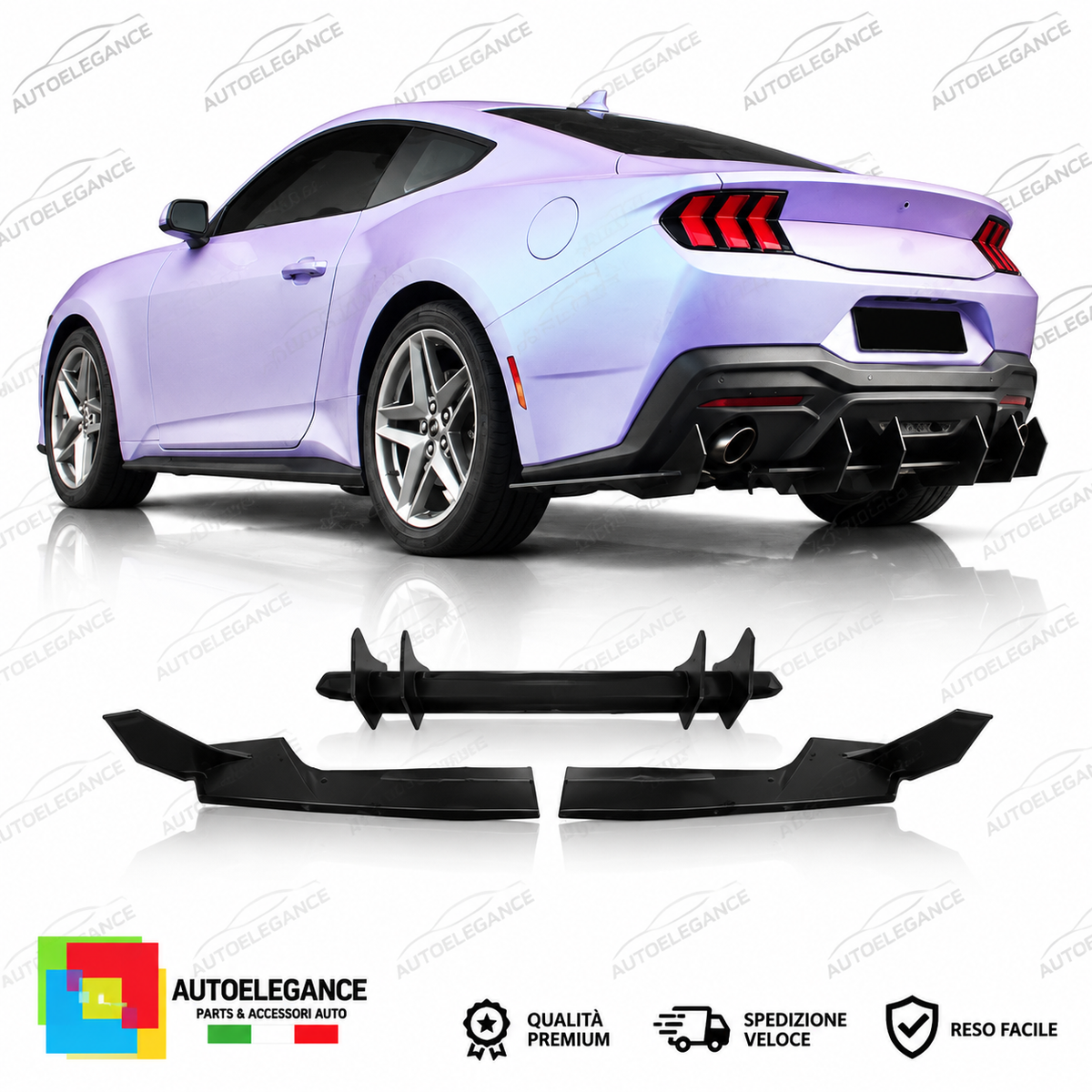 DIFFUSORE ADATTO PER FORD MUSTANG 24- NERO LUCIDO O---O