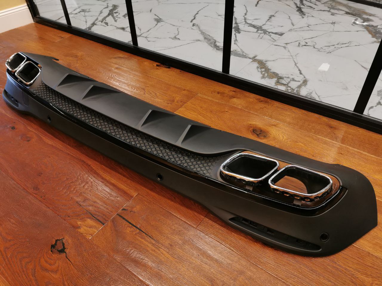 DIFFUSORE ADATTO PER MERCEDES GLE W167 AMG SUV LOOK 63 NERO + TERMINALI CROMATI