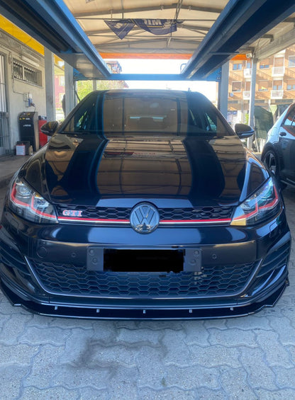 SPLITTER 3 PZ ADATTO PER VW GOLF 7 GOLF 7.5 GTI GTD RLINE NERO LUCIDO