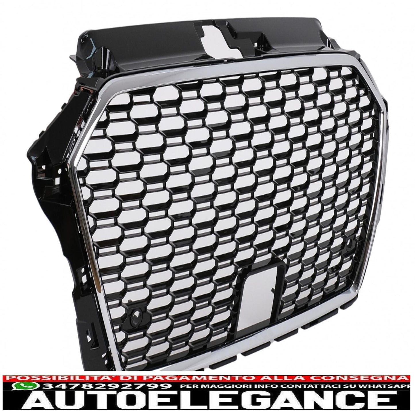 griglia anteriore adatta per audi a3 8v facelift (2017-2019) design rs3 nera cromata