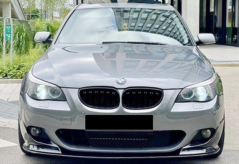 SPLITTER FOR BMW 5 SERIES E60 E61 M TECH UNDER FRONT BUMPER ABS GLOSSY BLACK