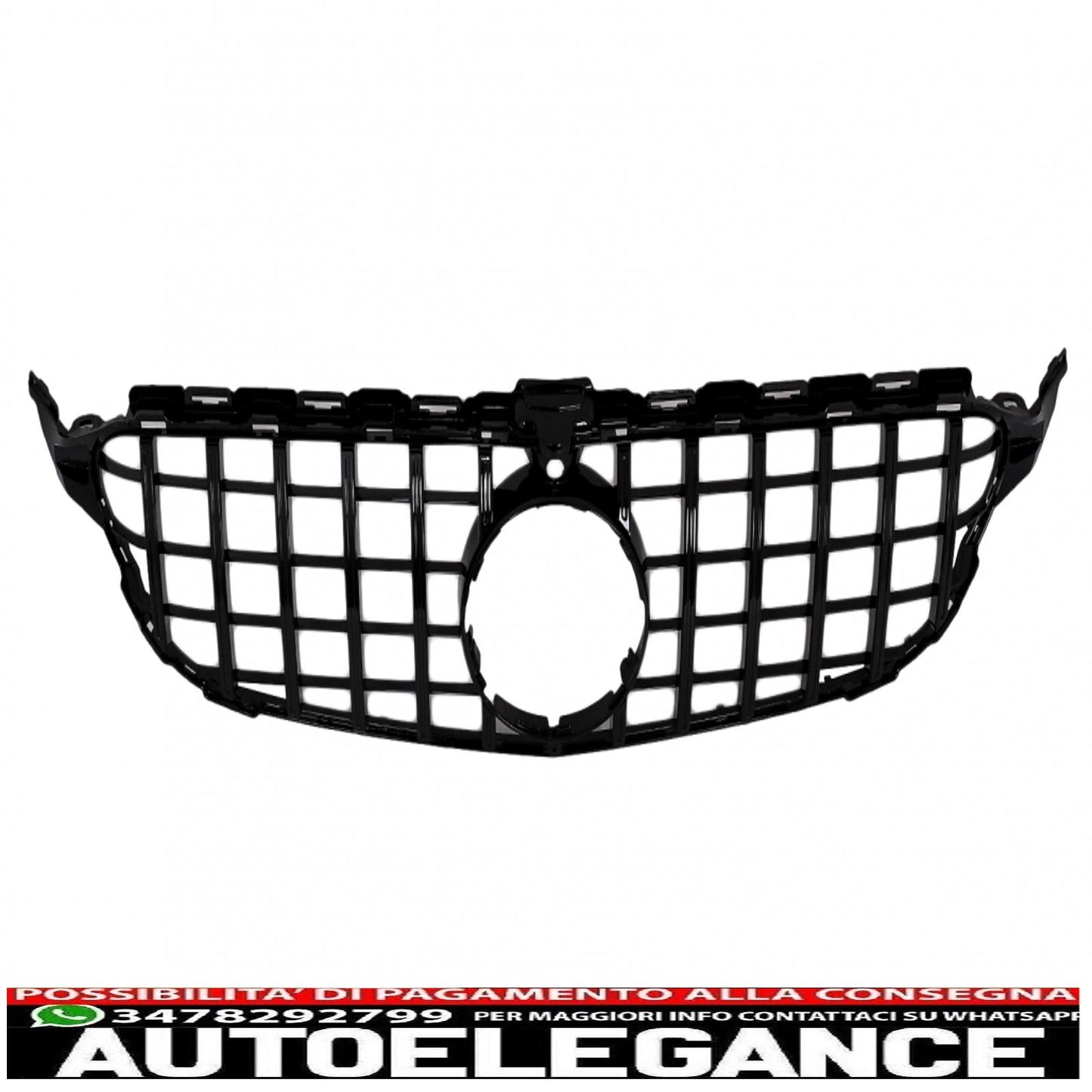 center grille suitable for mercedes c class w205 s205 c205 (2014-2018) gt-r design panamericana black with 360 camera
