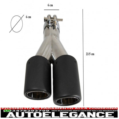 Universal Dual Exhaust Tips Carbon Fiber Matte Finish Dual Exhaust Tips Inlet 6cm/2.36inch 