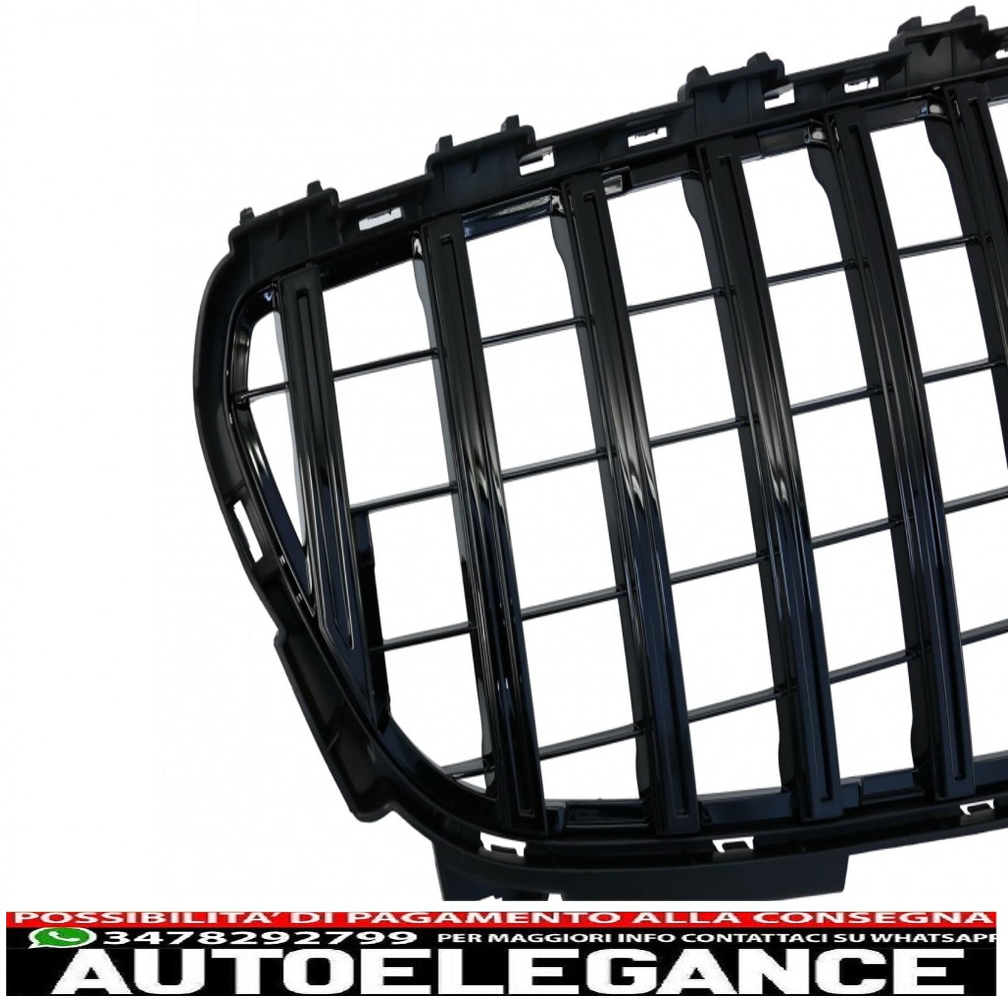 central grille suitable for mercedes a-class w176 restyling (09.2015-2018) a45 gt-r design panamericana all black
