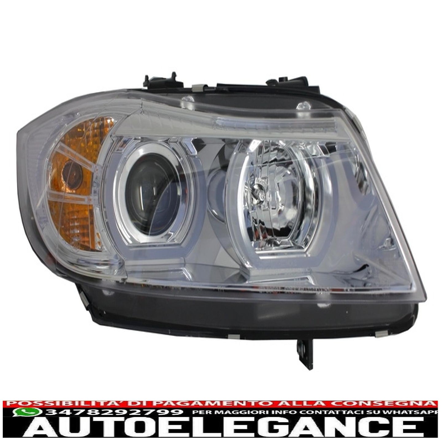 3d led angel eye headlights suitable for bmw e90 e91 (03.2005-08.2008) u-type chrome hidden 