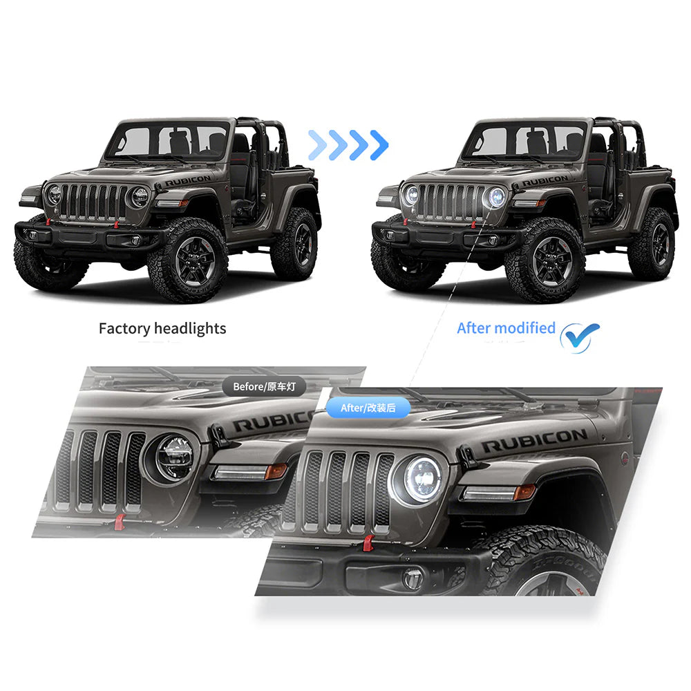 Fari anteriori Full LED per Jeep Wrangler JL JLU JT Rubicon 2018-2023 (adatti solo ai modelli JL con fari da 9 pollici)