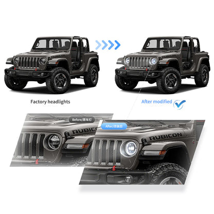 Fari anteriori Full LED per Jeep Wrangler JL JLU JT Rubicon 2018-2023 (adatti solo ai modelli JL con fari da 9 pollici)